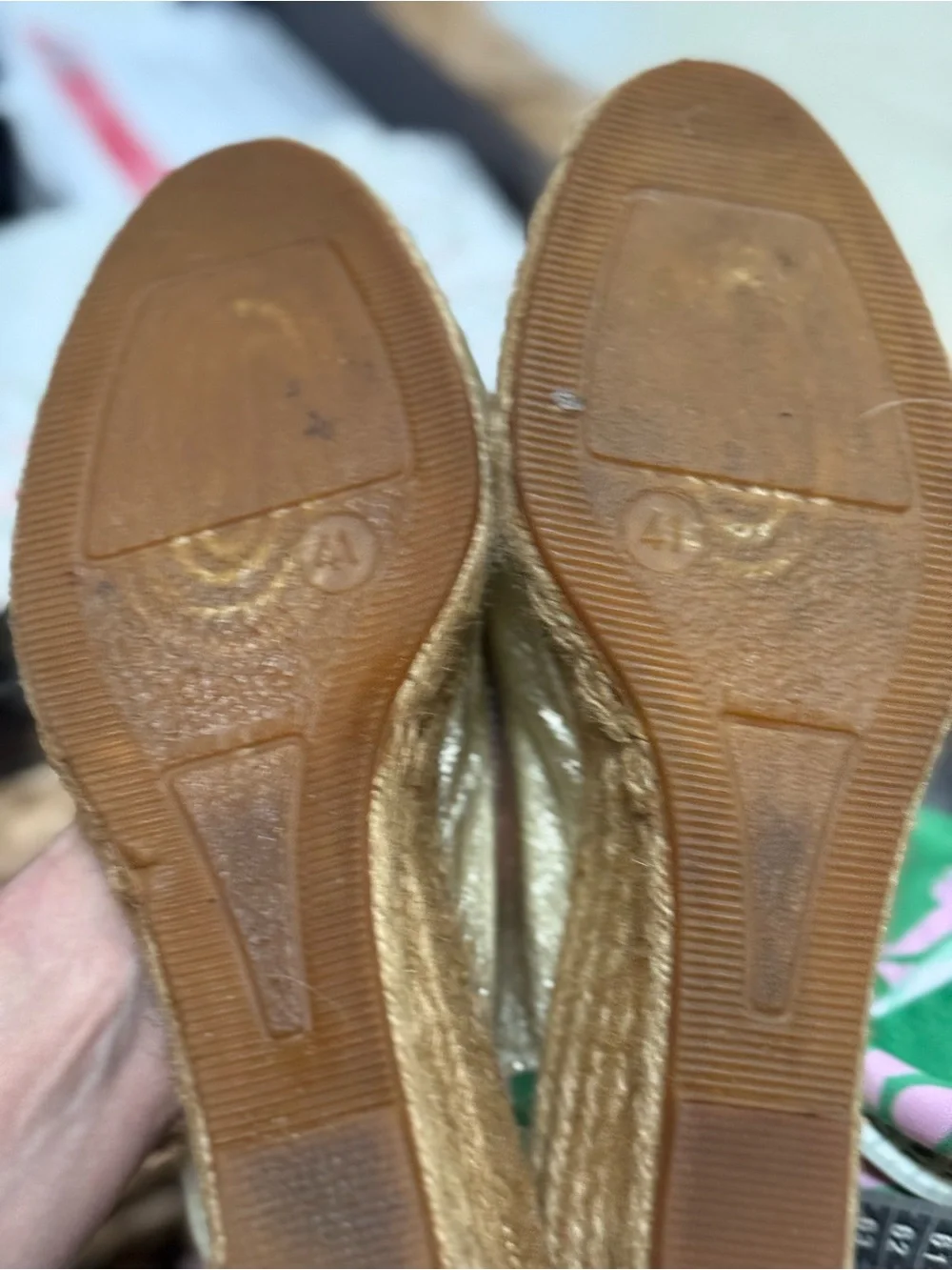 Metallic Gold Espadrille Wedge Sandals - Women